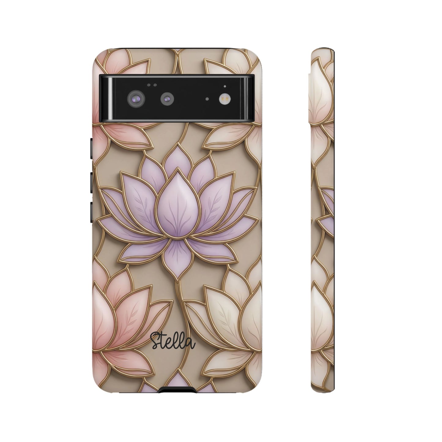 Personalized Lotus Floral Stained Glass Effect Tough Phone Case