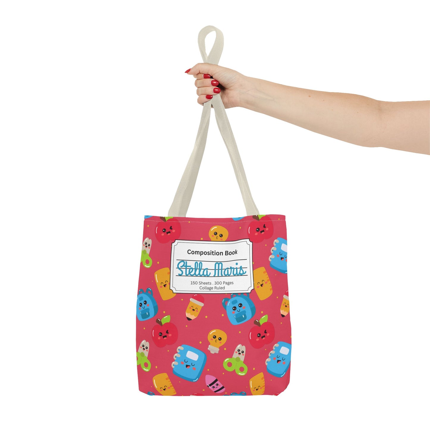 Personalized Kawaii Composition Book Inspired Tote Bag, Back to School Tote, Teacher Gift, Kids Bag, Custom Name Bag, Educational Accessories, Back to School Tote Bag.