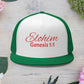 Red 'ELOHIM, GENESIS 1:1'  Embroidered 5 Panel Trucker Cap | Casual Style Hat, Adjustable, Unisex, Perfect Gift for Outdoors, Festivals, Daily Wear