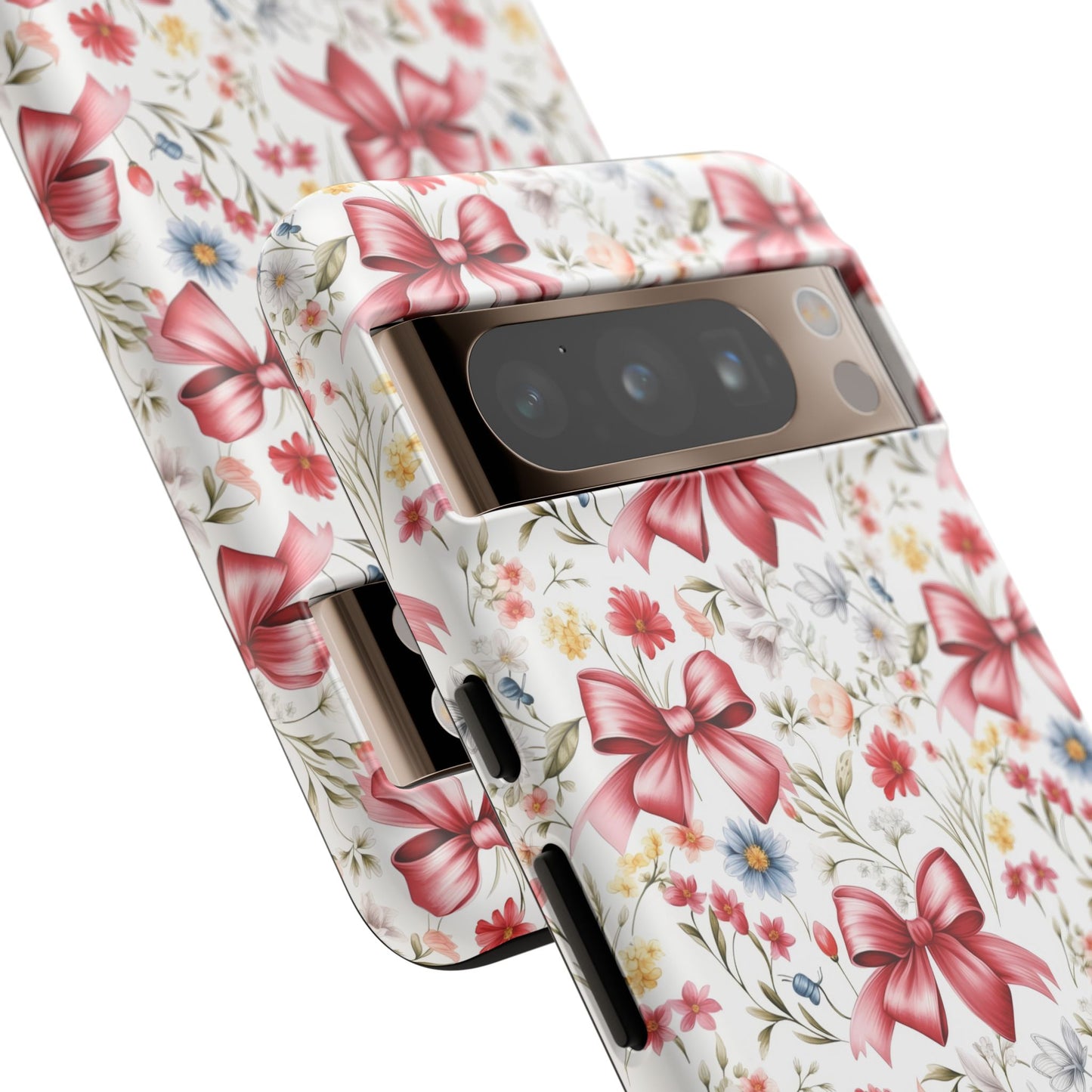 Personalized Rosette Coquette Phone Case - Custom Name/Message 'I Am Stronger Than The Storm' Floral Bow Protective Case