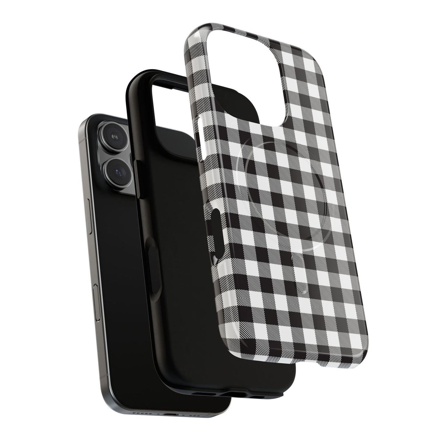 Black and White Gingham Phone Case, Tough Magnetic Cases, Stylish Phone Cover, Gift for Her, Trendy Phone Accessory, Checkered Print