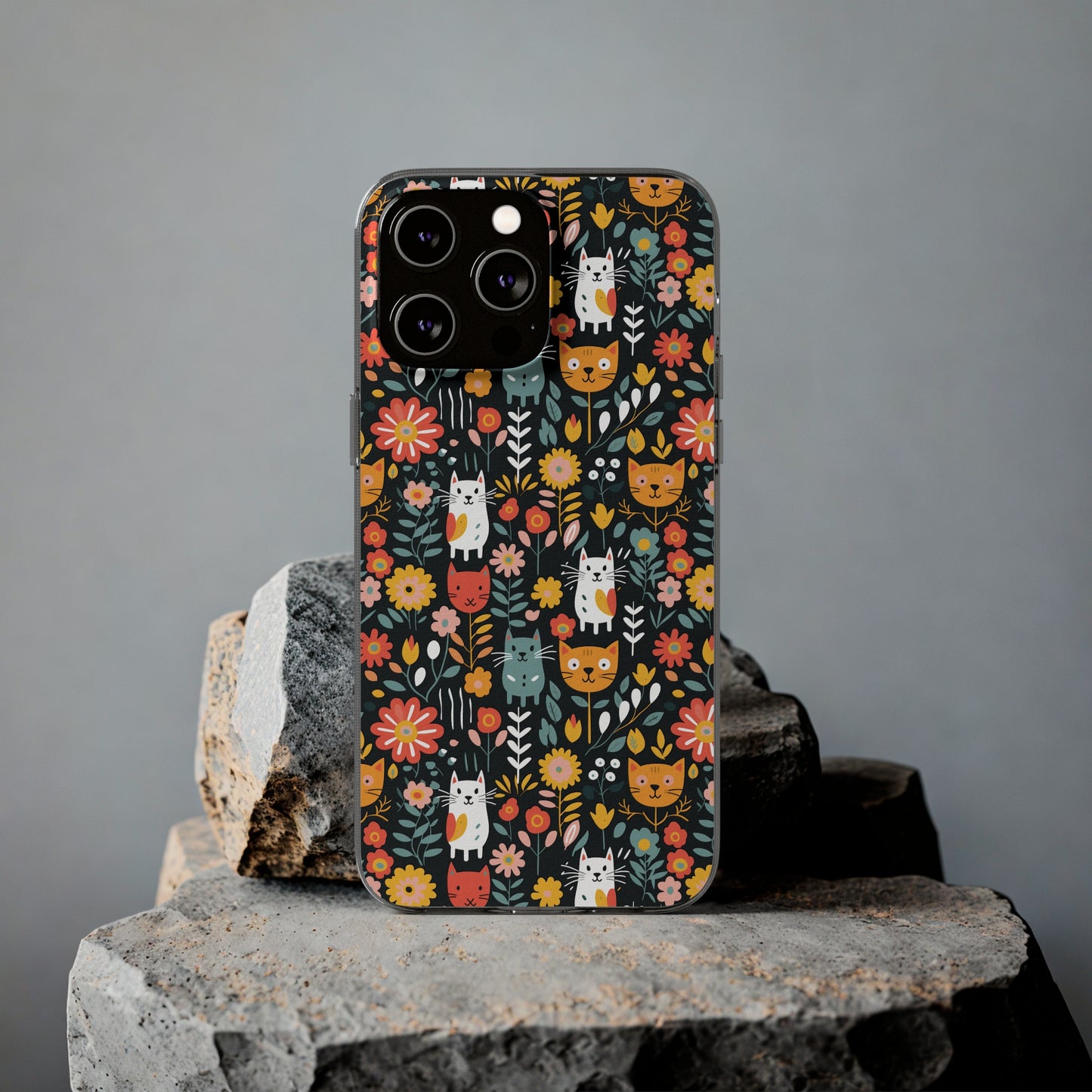 Whimsical Feline Garden Soft iPhone, Google and Samsung Cases