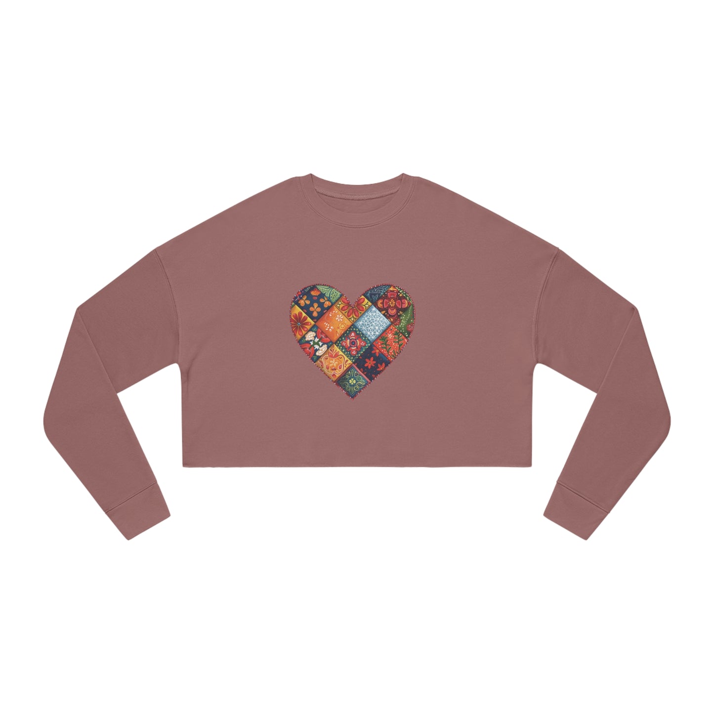 Patchwork Hearts Women's Cropped Bella Canvas Sweatshirt