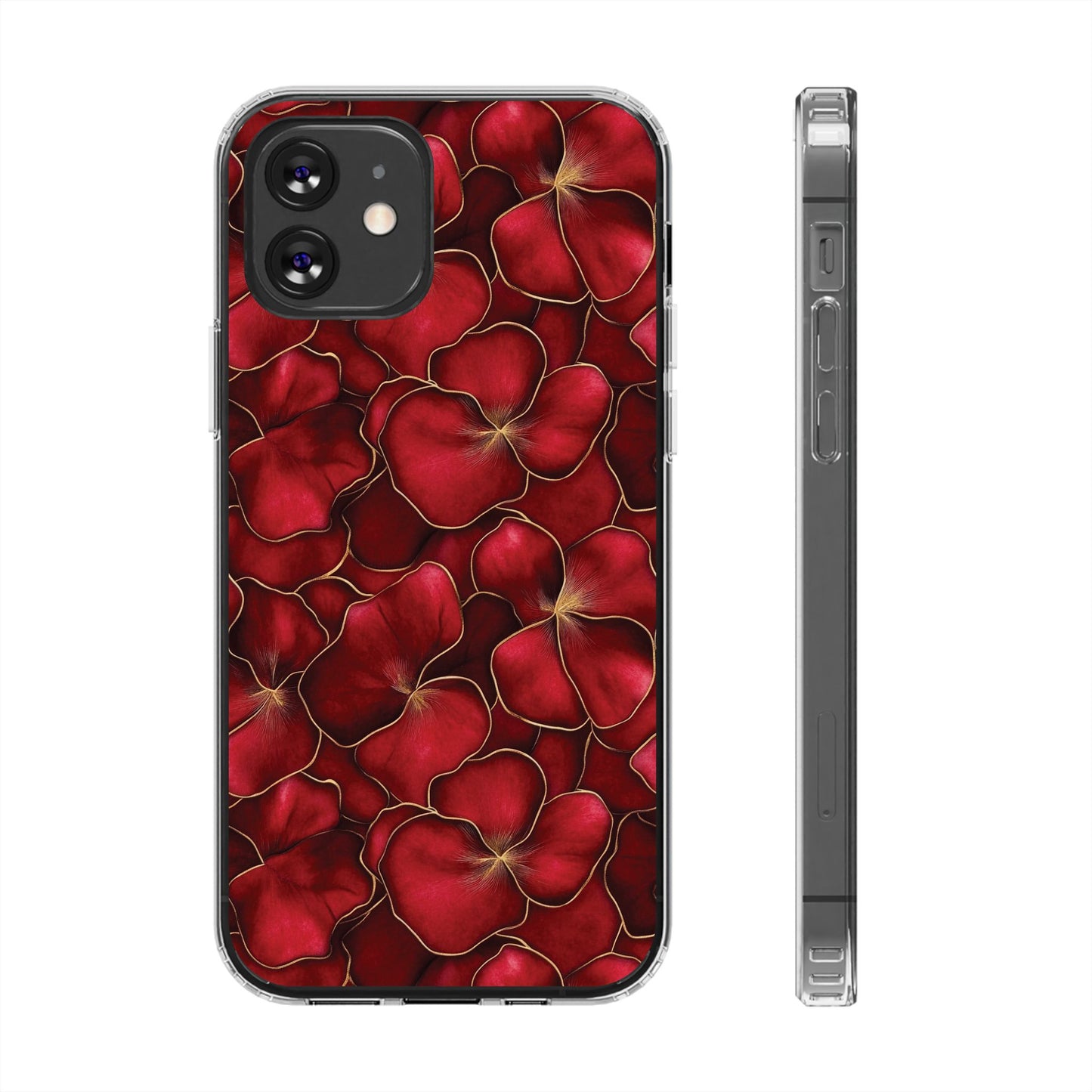 Velvet Petal Noir Floral Petal Clear Impact-Resistant iPhone and Samsung Case.