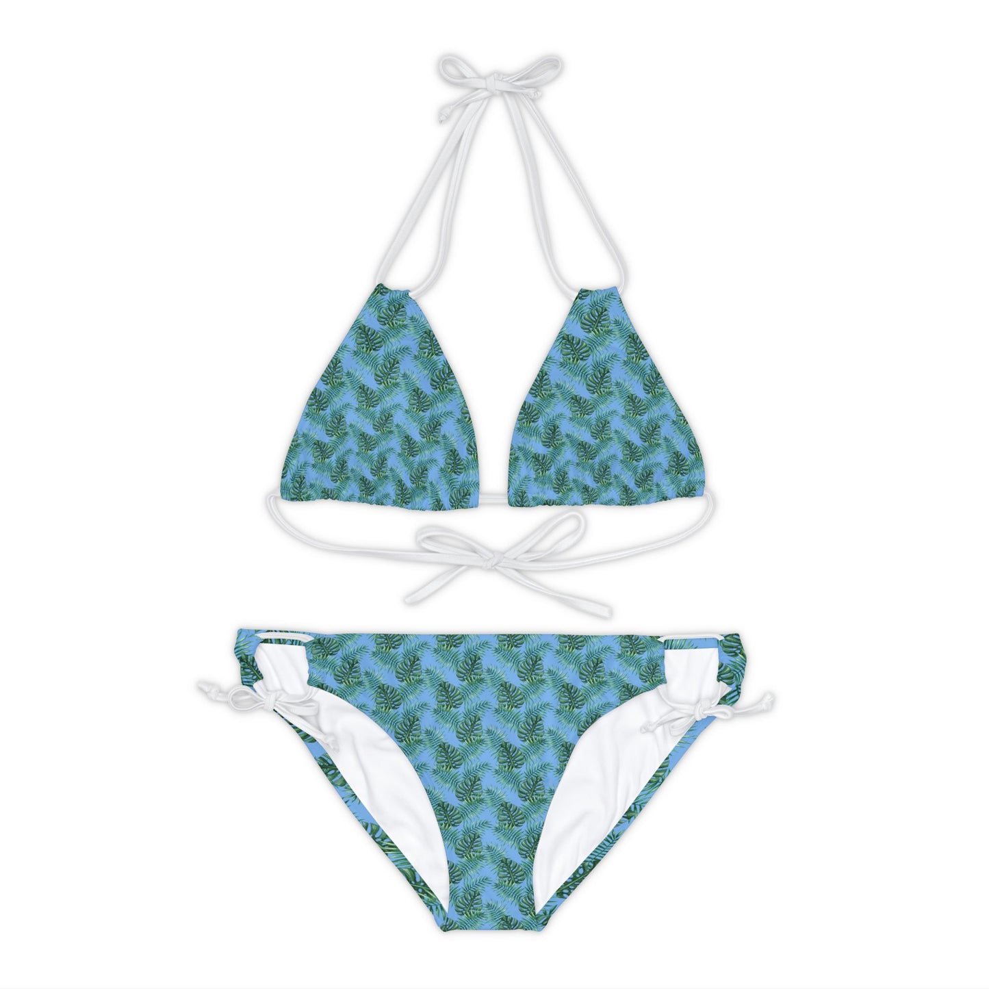 Blue Tropical Bliss Strappy Bikini Set (AOP)