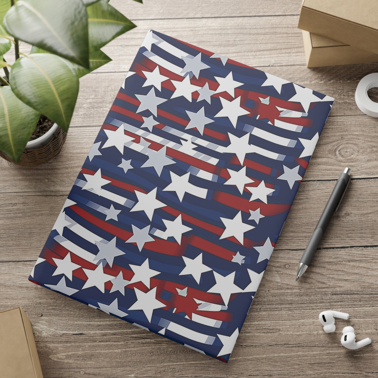 Patriotic Waves Hardcover Notebook with Puffy Covers