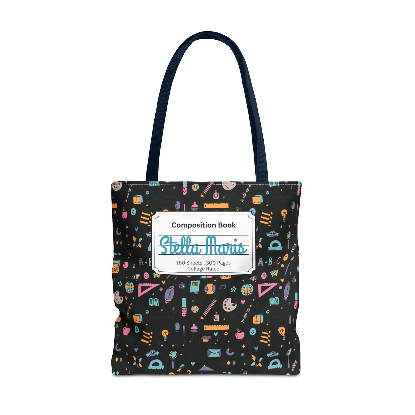 Personalized Chalkboard Chic Composition Book Inspired Tote Bag, Back to School Tote, Teacher Gift, Kids Bag, Custom Name Bag, Educational Accessories, Back to School Tote Bag.