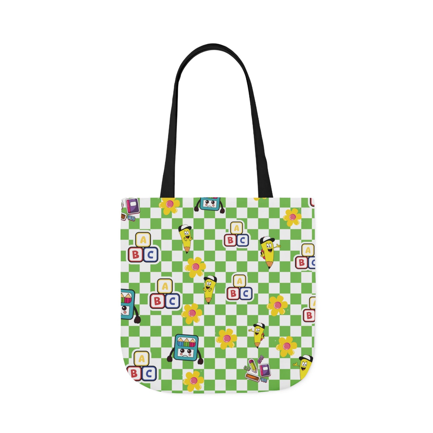 Personalized Green Schoolyard Chic Composition Book Inspired Canvas Tote Bag with Colorful Straps, Cute School Bag, Eco-Friendly Tote, Back to School Shopping Bag, Teacher Gift Idea