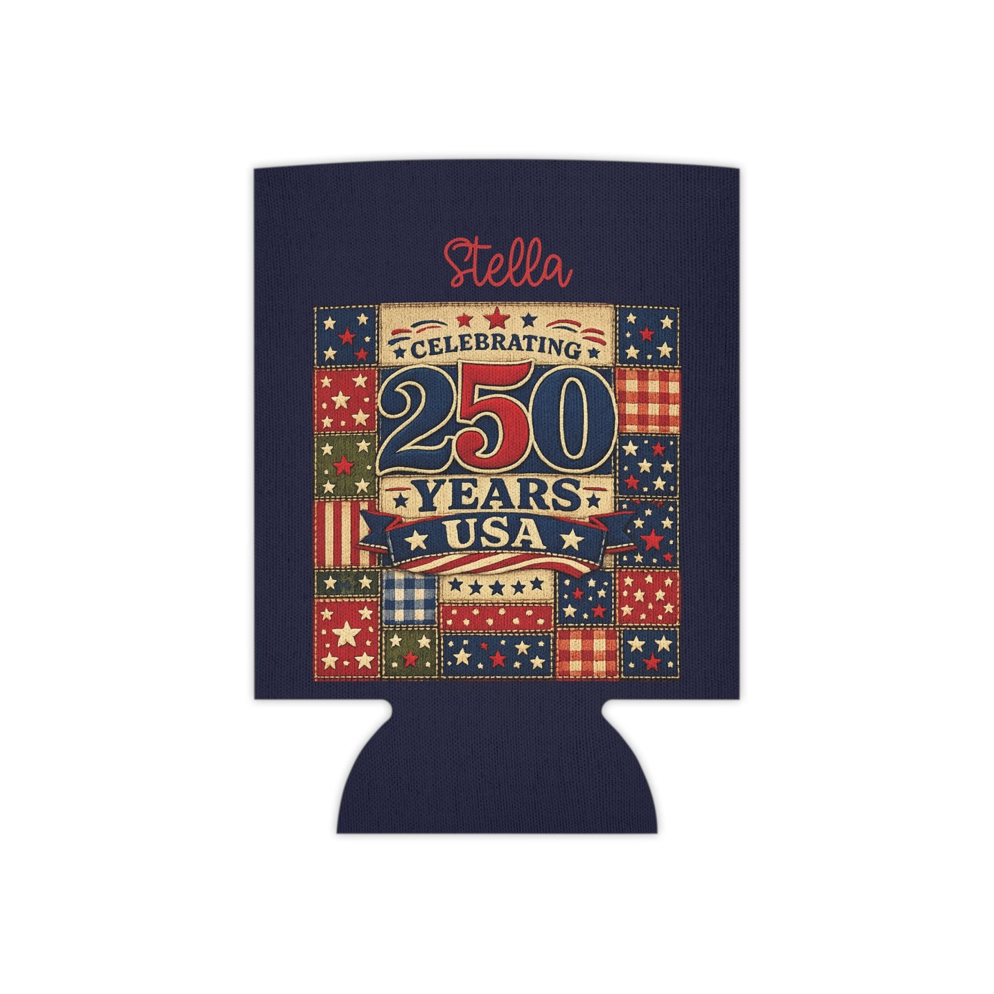 250 Years USA Can Cooler — Personalized Fourth of July Patriotic Beverage Holder