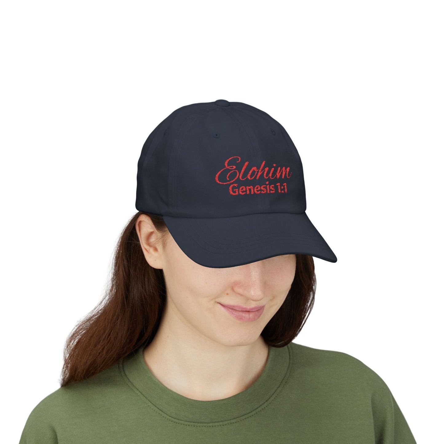 Classic Embroidery Dad Cap with 'ELOHIM, GENESIS 1:1' - Faith-Based Hat, Casual Wear, Gift for Dad, Christian Accessory, Summer Fashion