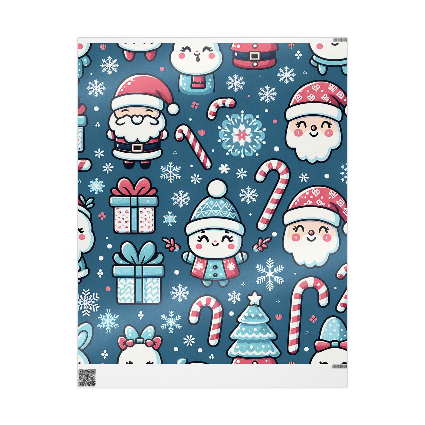 Wrapping Papers - Blue Santa Claus Holiday Collection - Matte or Glossy Finish - 90gsm Paper