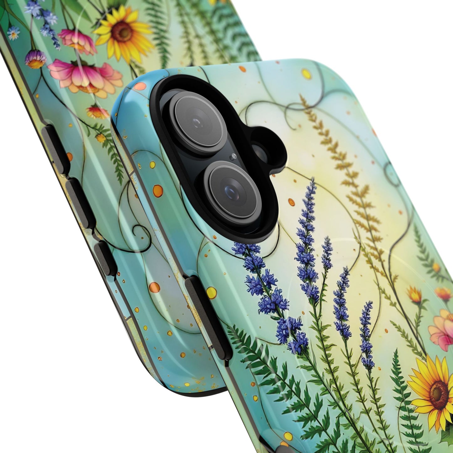 Floral Stained Harmony Glass Tough Magnetic Phone Case | Nature Inspired Design | Durable Protection | Gift for Nature Lovers | Spring Vibe