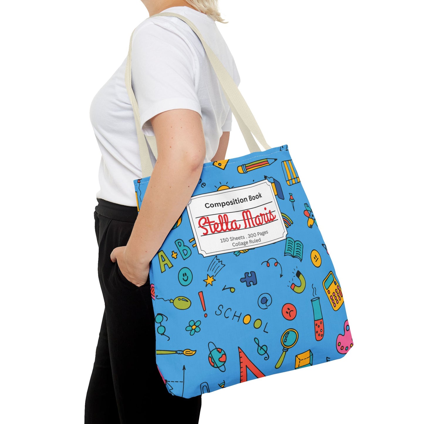 Personalized Classroom Couture Composition Book Inspired Tote Bag, Back to School Tote, Teacher Gift, Kids Bag, Custom Name Bag, Educational Accessories, Back to School Tote Bag.