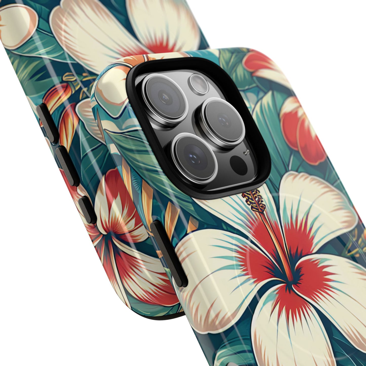 Tough Floral Phone Case, Tropical Hibiscus Design, Gift for Her, Summer Accessory, Customizable Phone Cover
