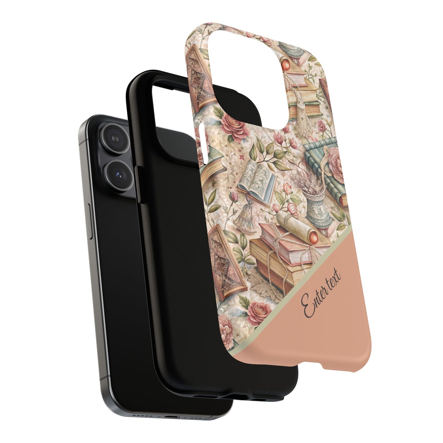Persoonalized Vintage Book Lover's Tough Magnetic iPhone Case, Literary Gifts, Floral Design, Bookish Aesthetic, Unique Gift for Readers, Protective Case