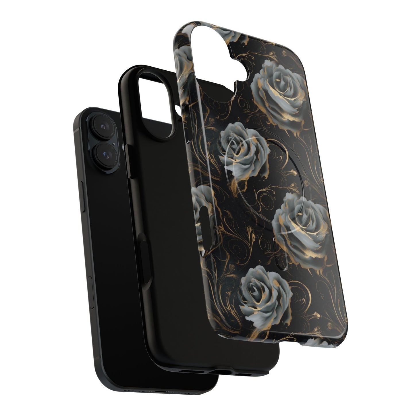 Midnight Bloom Tough iPhone Magnetic Cases,  iPhone 14, iPhone 15, iPhone 16, Pro, Pro Max, Plus MagSafe Case, Protective Tech Accessories, Gift for Her, Floral Design