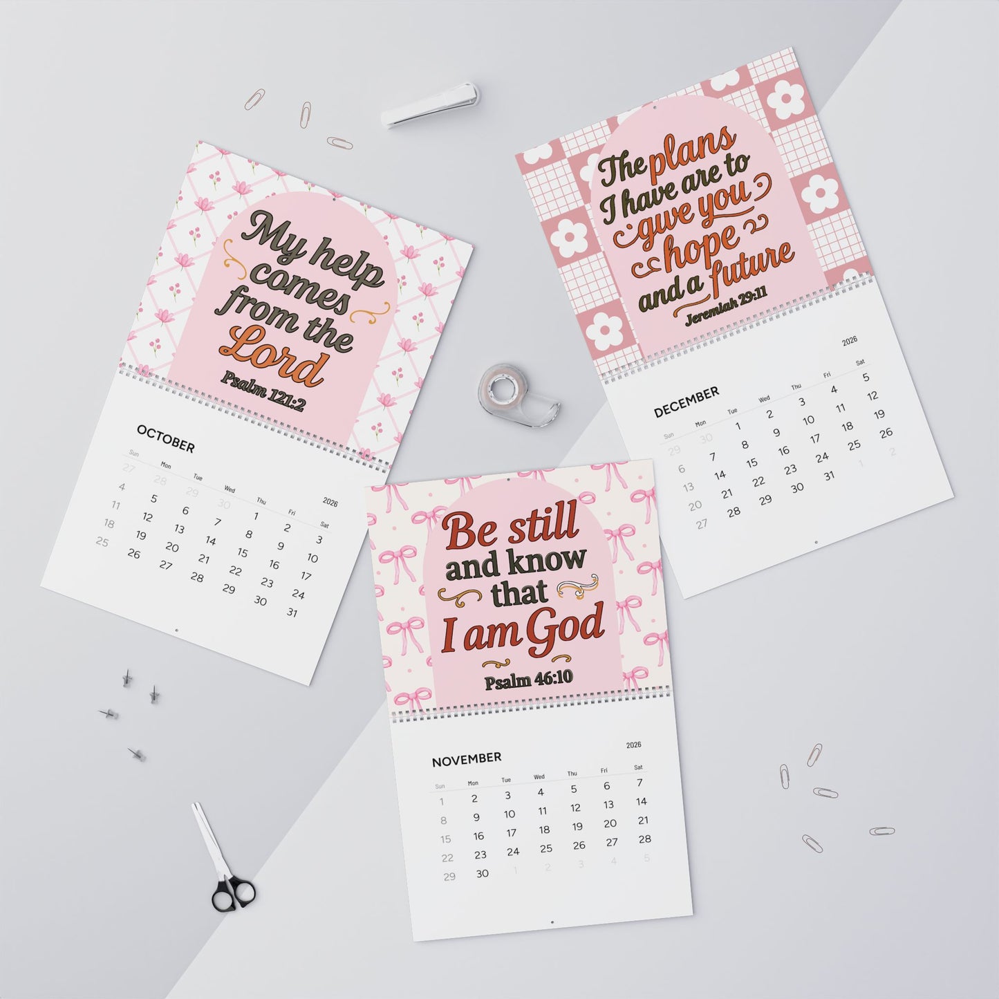 Inspirational Scripture Wall Calendar 2026 — Christian Bible Verse Monthly Calendar