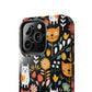 Whimsical Feline Garden iPhone and Samsung Tough Phone Cases