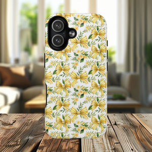 Sunshine Coquette Bows Tough Magnetic iPhone Case, Durable iPhone Cover, Girly Tech Accessory, Nature-Inspired Gift for Her, Spring Decor