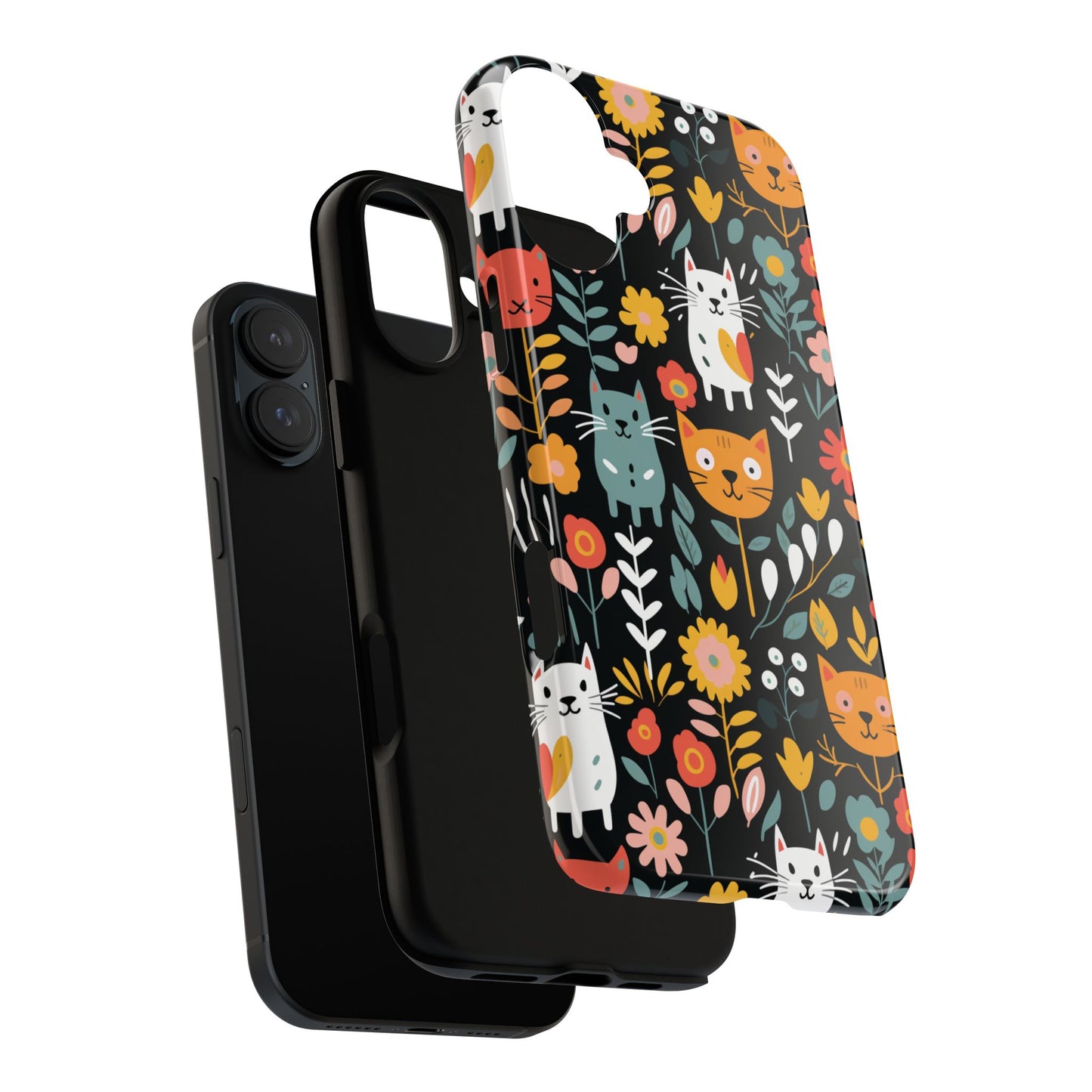 Whimsical Feline Garden iPhone, Samsung or Google Pixel Tough Cases