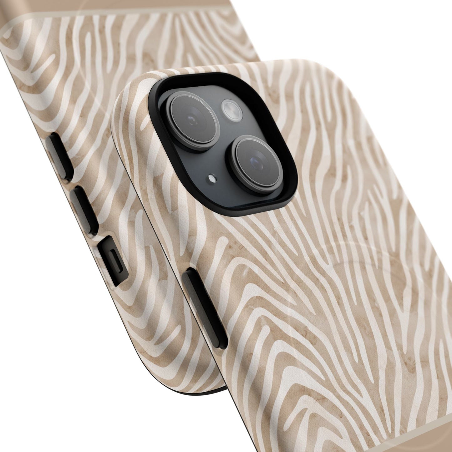 Personalized Zebra Animal Print Cover, Tough Magnetic MagSafe® iPhone® 13, 14, 15, 16, 17, Pro, Pro Max, Plus Cases (Custom Name).