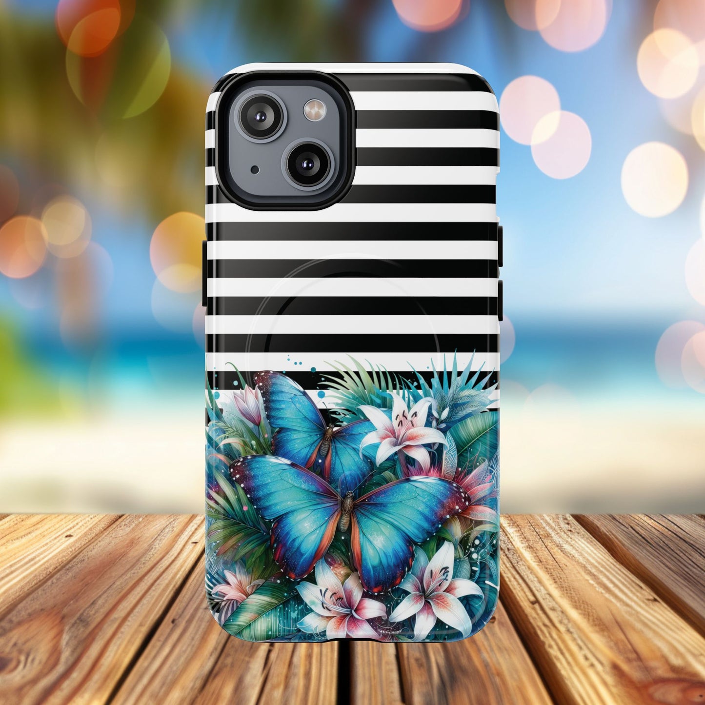 Wings of Wonder Tough iPhone Magnetic Case, Stylish Protection, Durable iPhone Cover, Butterfly Design Gift, Floral Case,Trendy Tech Accessory.