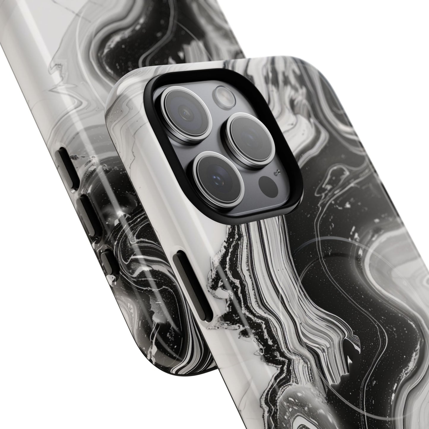 Black Marble Magnetic iPhone Case for Tough Protection, Stylish iPhone Mobile Accessory, Fashionable Gift, Unique Marble iPhone Design, Durable Smartphone Cover