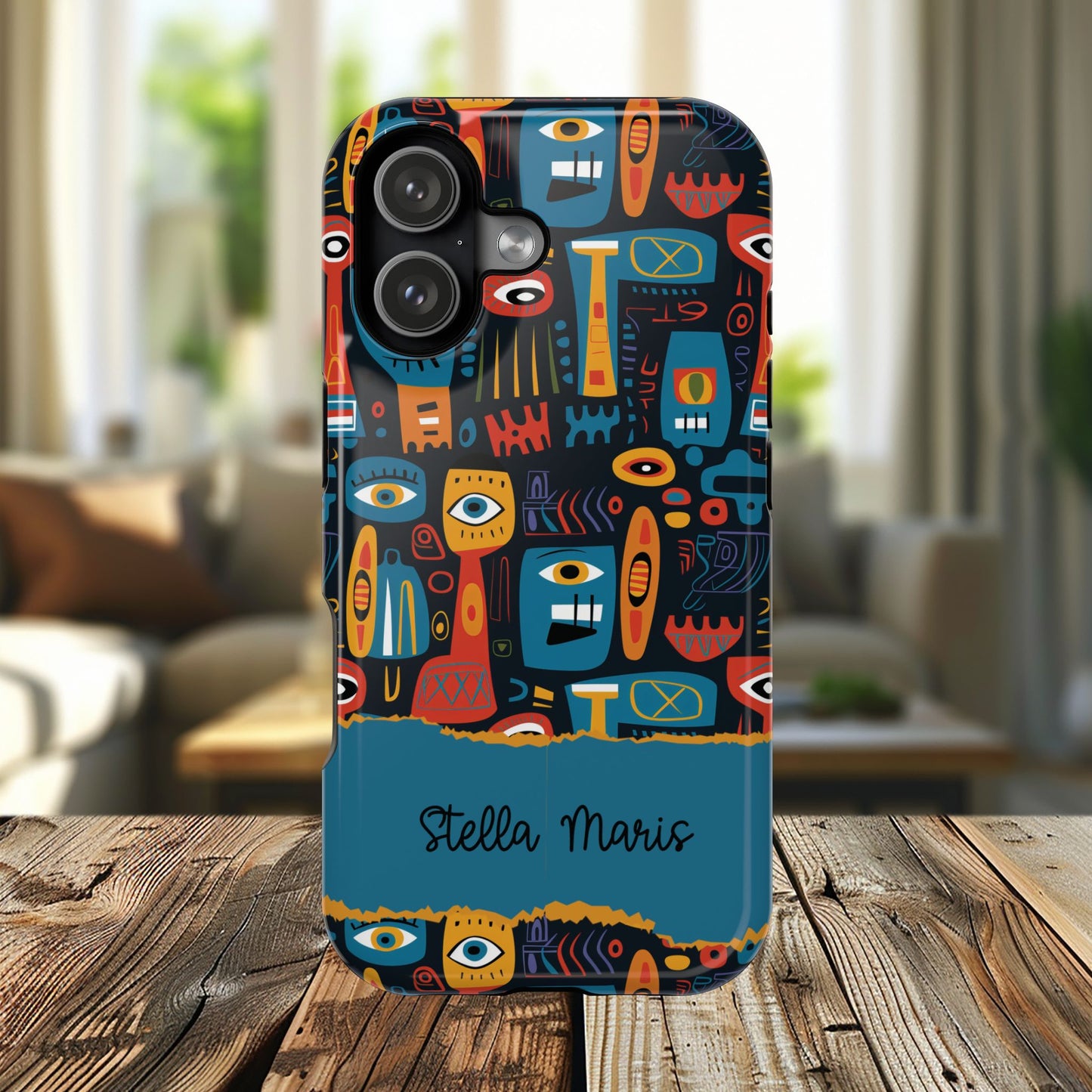 Personalized Colorful Abstract Faces Clear Impact-Resistant Case