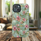 Aqua Bloom Serenity Tough iPhone Magnetic Cases, Cute Flower Design, Stylish Protection, Gift for Her, Trendy Accessories, iPhone MagSafe Accessory.