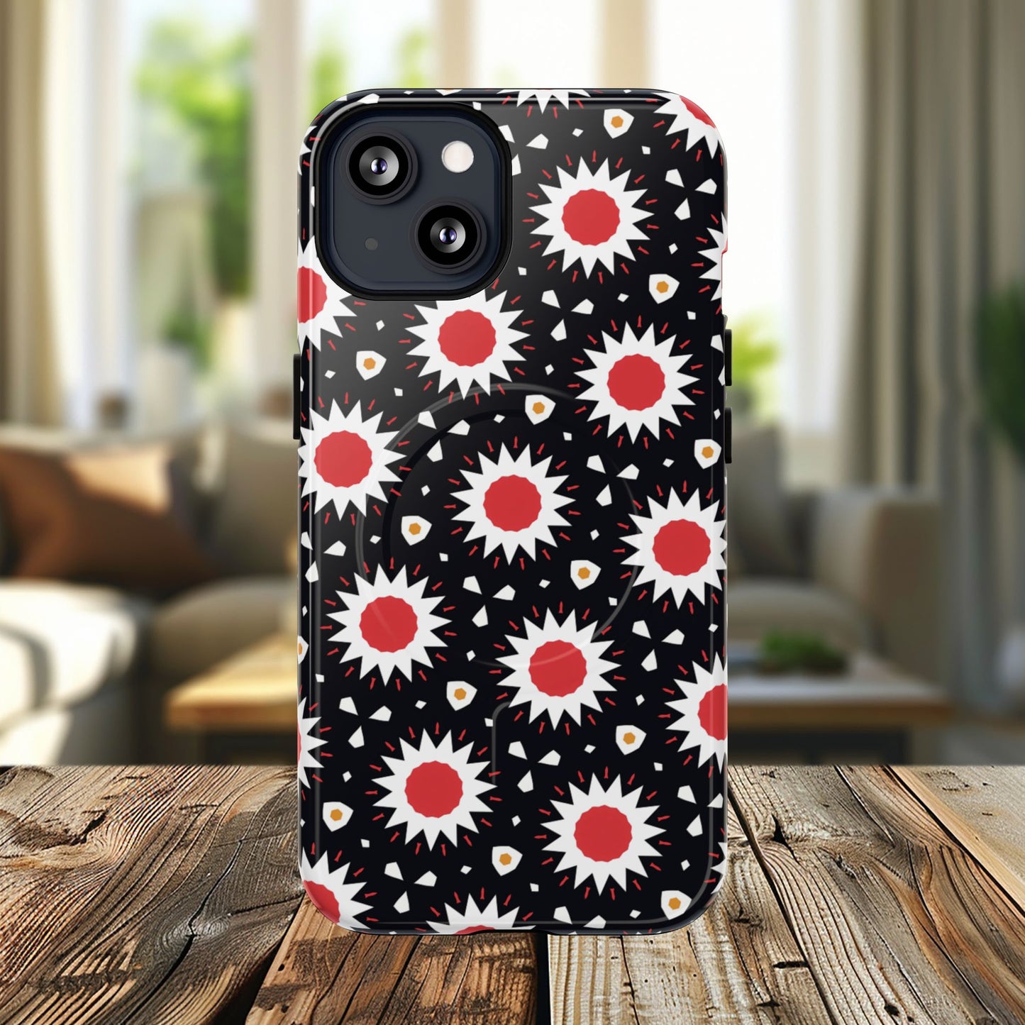 Crimson Spark Radiance Bold Floral Magnetic iPhone Cases, Stylish Tough Cases, Unique iPhone Accessories, Perfect Gift for Her, Trendy Tech Gear.