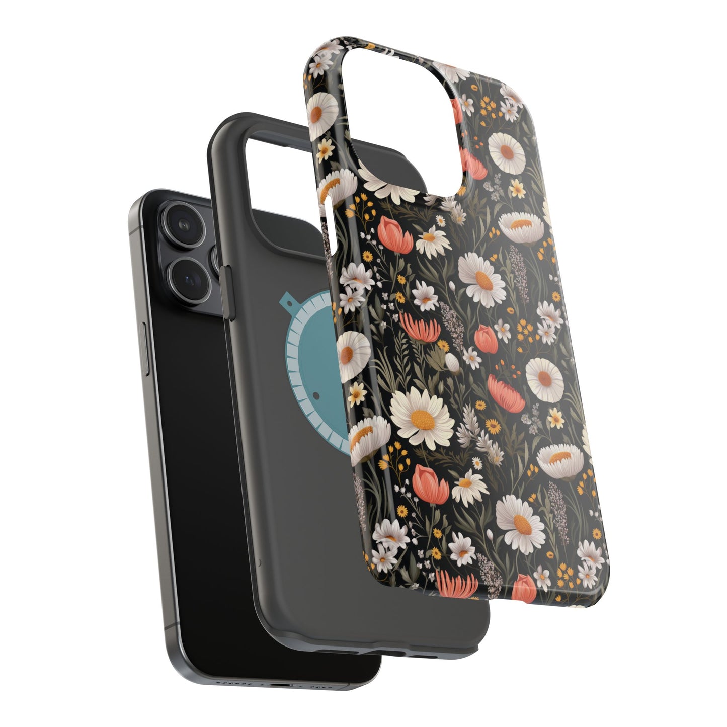 Blossom Elegance: Noir Garden Magnetic Tough iPhone Cases