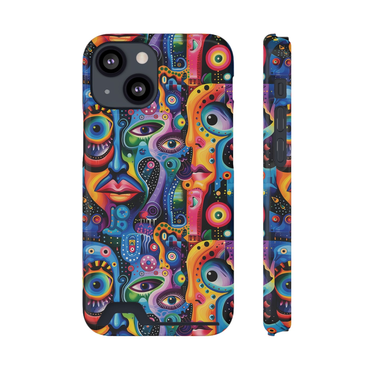 Psychedelic Visions Phone Case with Card Holder - Colorful and Stylish Design for Creatives