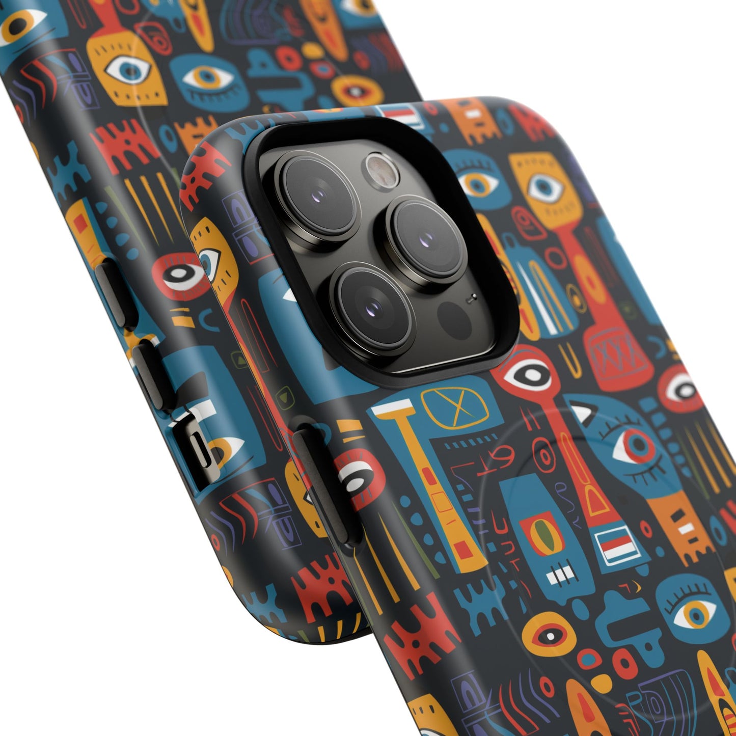 Urban Totem Vibe Tough iPhone Magnetic Case, Colorful Bohemian Art, Unique Gift for Him/Her, Holiday Accessory, iPhone Protection, MagSafe iPhone Case.