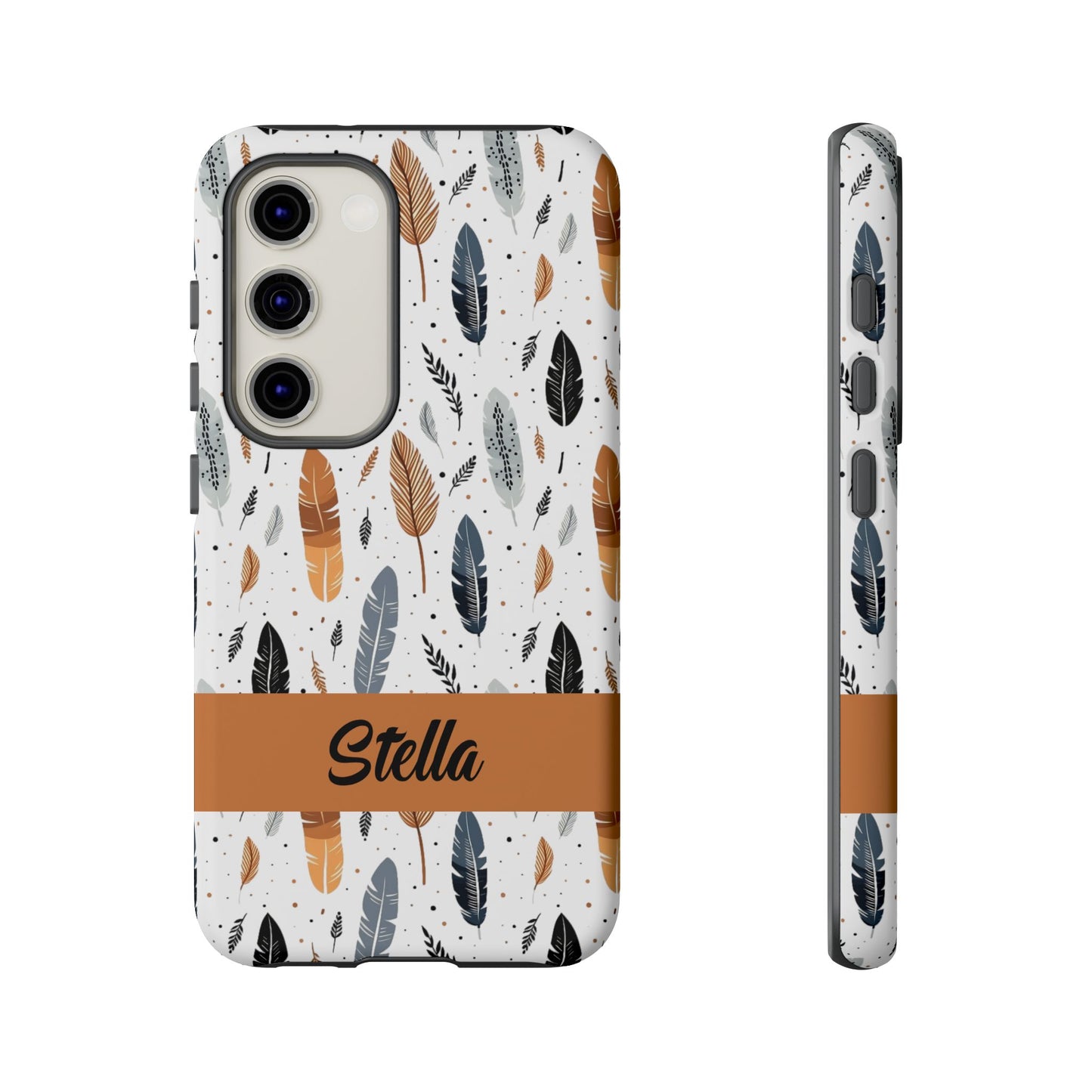 Personalized Whispering Feathers Samsung, Google Pixel and iPhone Case, Custom Name Case.