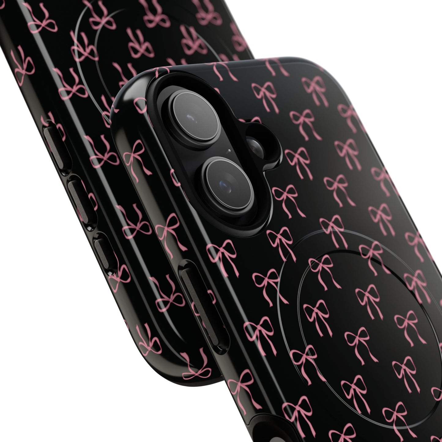 Coquette Chic Bow-Patterned Tough Magnetic iPhone Case, Stylish Gift for Her, Protective iPhone Cover, Trendy Accessory, iPhone Birthday Gift, Fashionable Tech