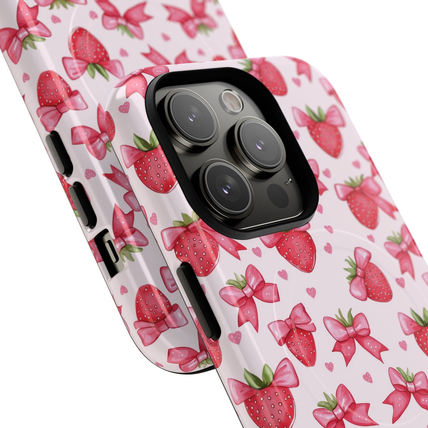 Strawberry Coquette Sweetheart Magnetic iPhone Case, Cute iPhone Cover, Gift for Her, Floral Tech Accessory, Stylish Protection, Mother's Day Gift