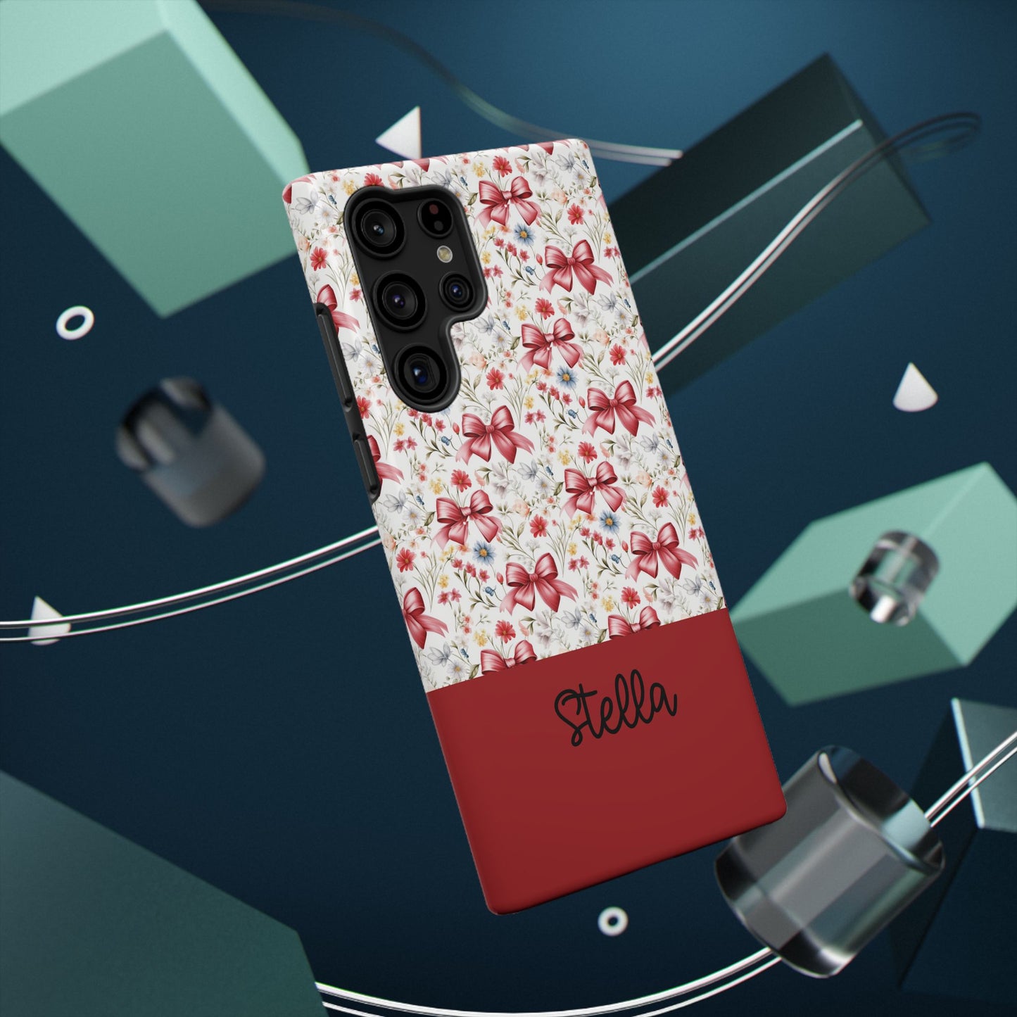 Personalized Rosette Coquette Floral Bow iPhone and Samsung Impact-Resistant Case — Custom Name Case