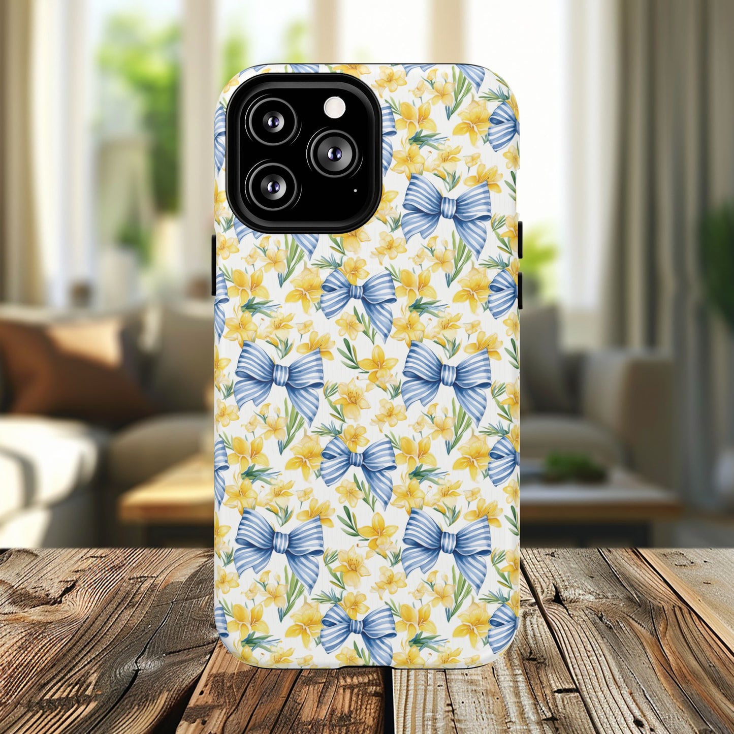 Sunshine Blue Coquette Bows Tough iPhone Magnetic Case for iPhones, Cute iPhone Cover, Spring Gift, Durable Case, Custom iPhone Protection