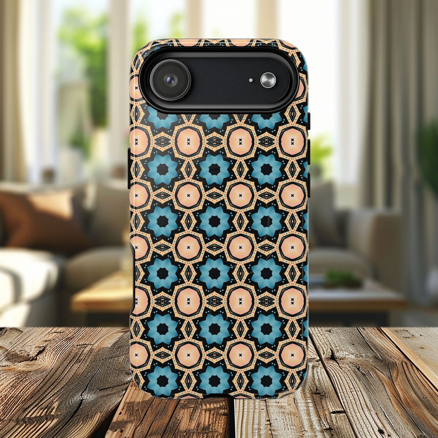 Sahara Star Mosaic Colorful Geometric iPhone Cases, Tough Magnetic iPhone Cases, Vibrant Design iPhone Cover, Durable iPhone Protection, Stylish Tech Accessories.