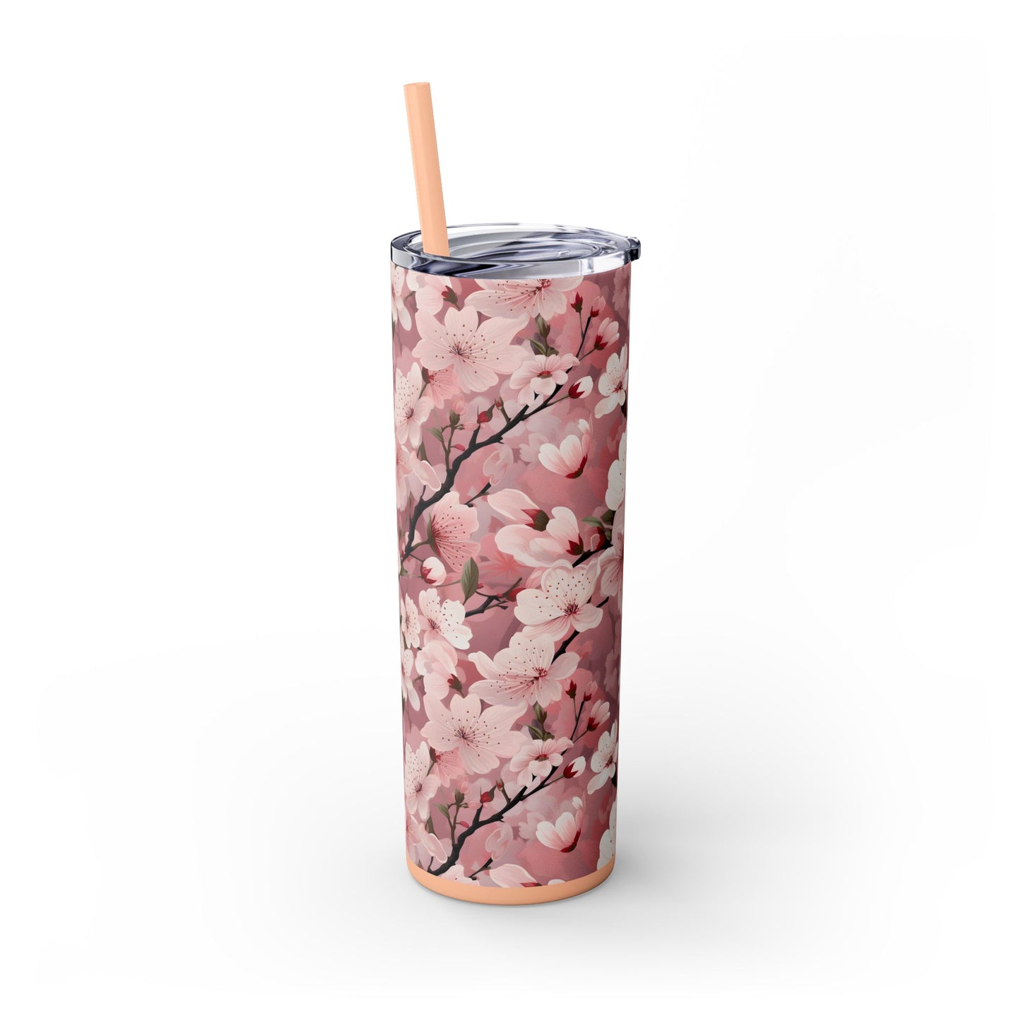Cherry Blossom Skinny Tumbler with Straw - 20oz Floral Drinkware