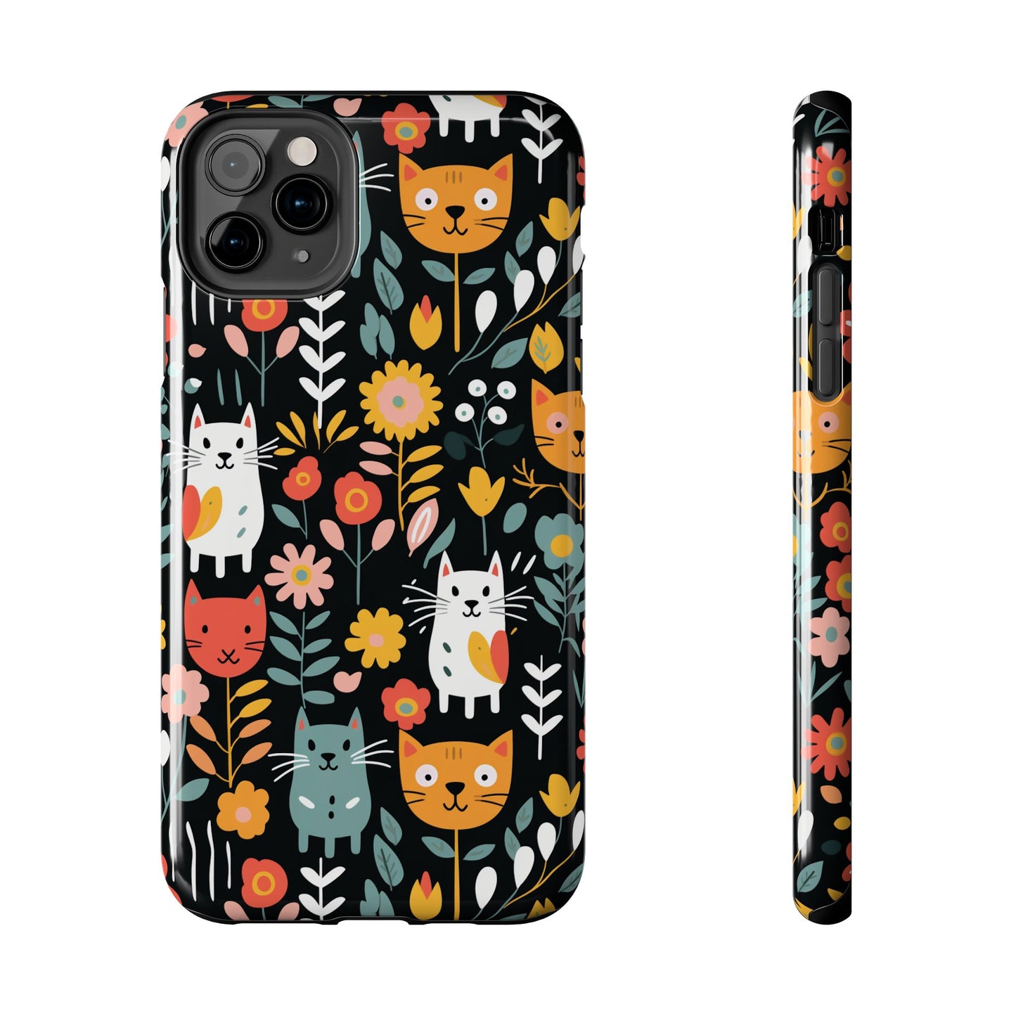 Whimsical Feline Garden iPhone and Samsung Tough Phone Cases,