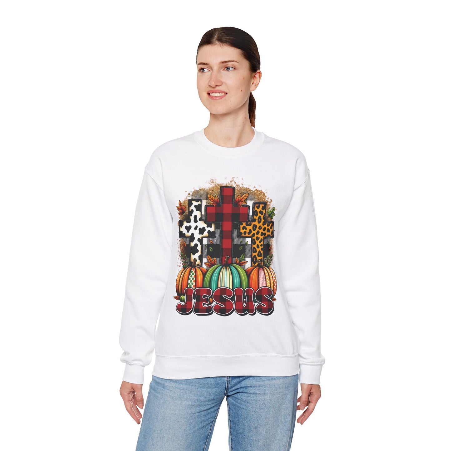 Faithful Harvest Cross Unisex Heavy Blend™ Crewneck Sweatshirt