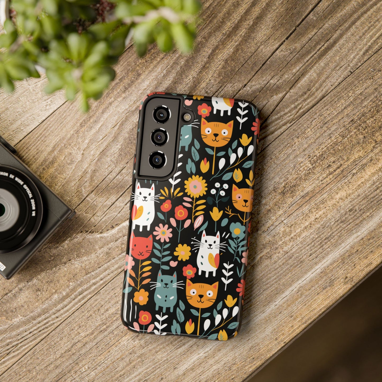 Whimsical Feline Garden Samsung Tough Phone Cases