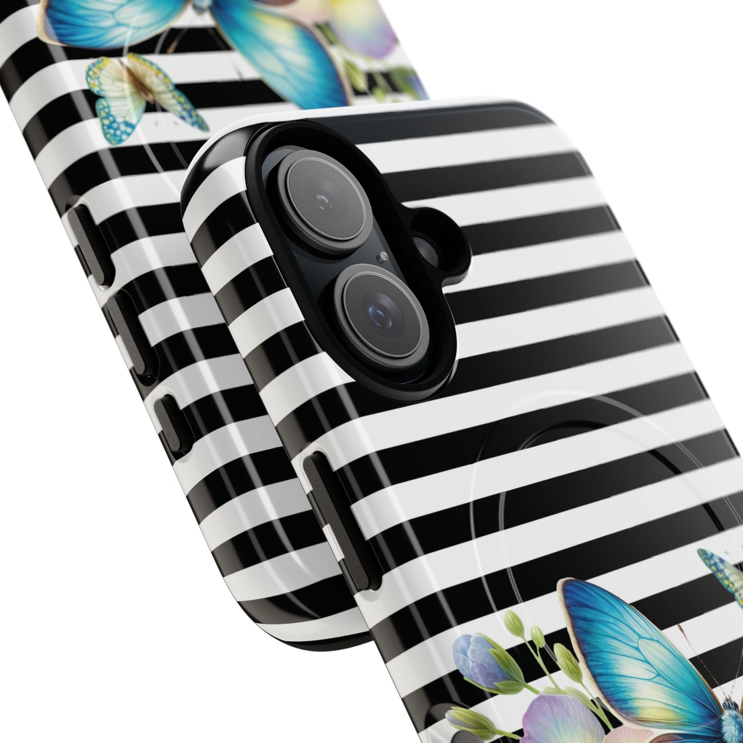 Pansy Parade Tough iPhone Magnetic Cases, Floral Tough Case, Striped iPhone Magnetic Cover, Phone Accessory, Gift for Nature Lovers