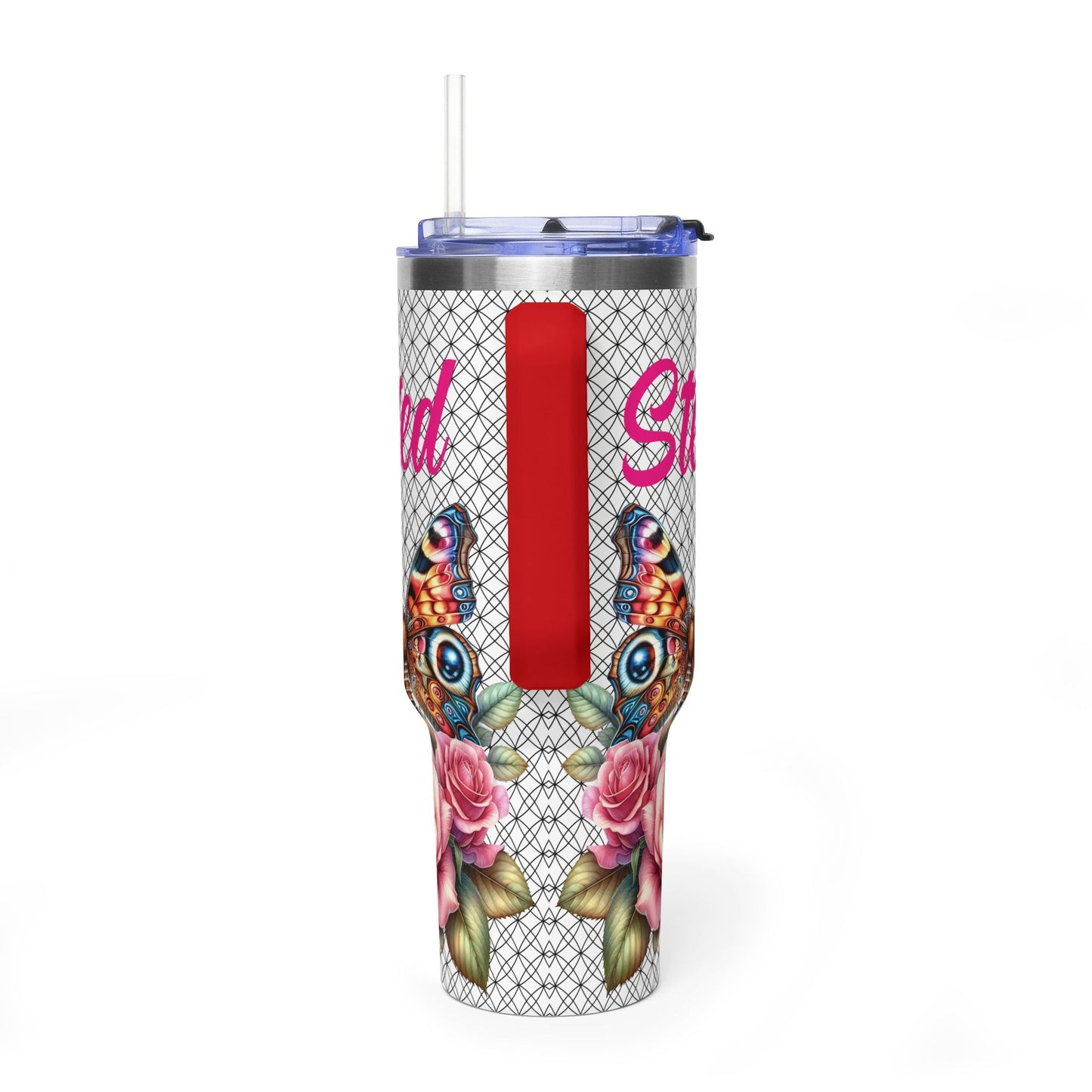 40oz Floral Butterfly Tumbler — Personalized "Name and Affirmation" Vacuum Insulated Cup