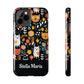 Personalized Whimsical Feline Garden Tough Phone Case — Custom Name iPhone & Samsung