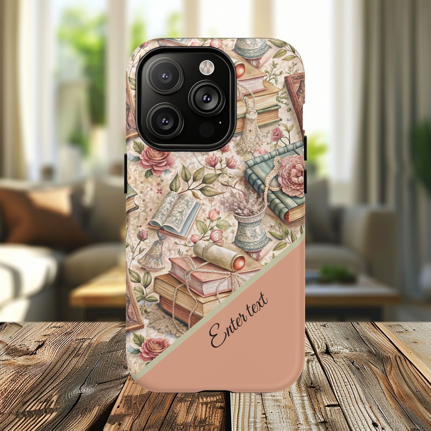 Persoonalized Vintage Book Lover's Tough Magnetic iPhone Case, Literary Gifts, Floral Design, Bookish Aesthetic, Unique Gift for Readers, Protective Case