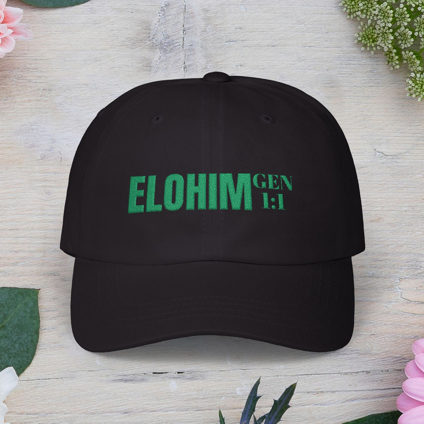 Classic Embroidery Dad Cap with 'ELOHIM, GENESIS 1:1' - Faith-Based Hat, Casual Wear, Gift for Dad, Christian Accessory, Summer Fashion