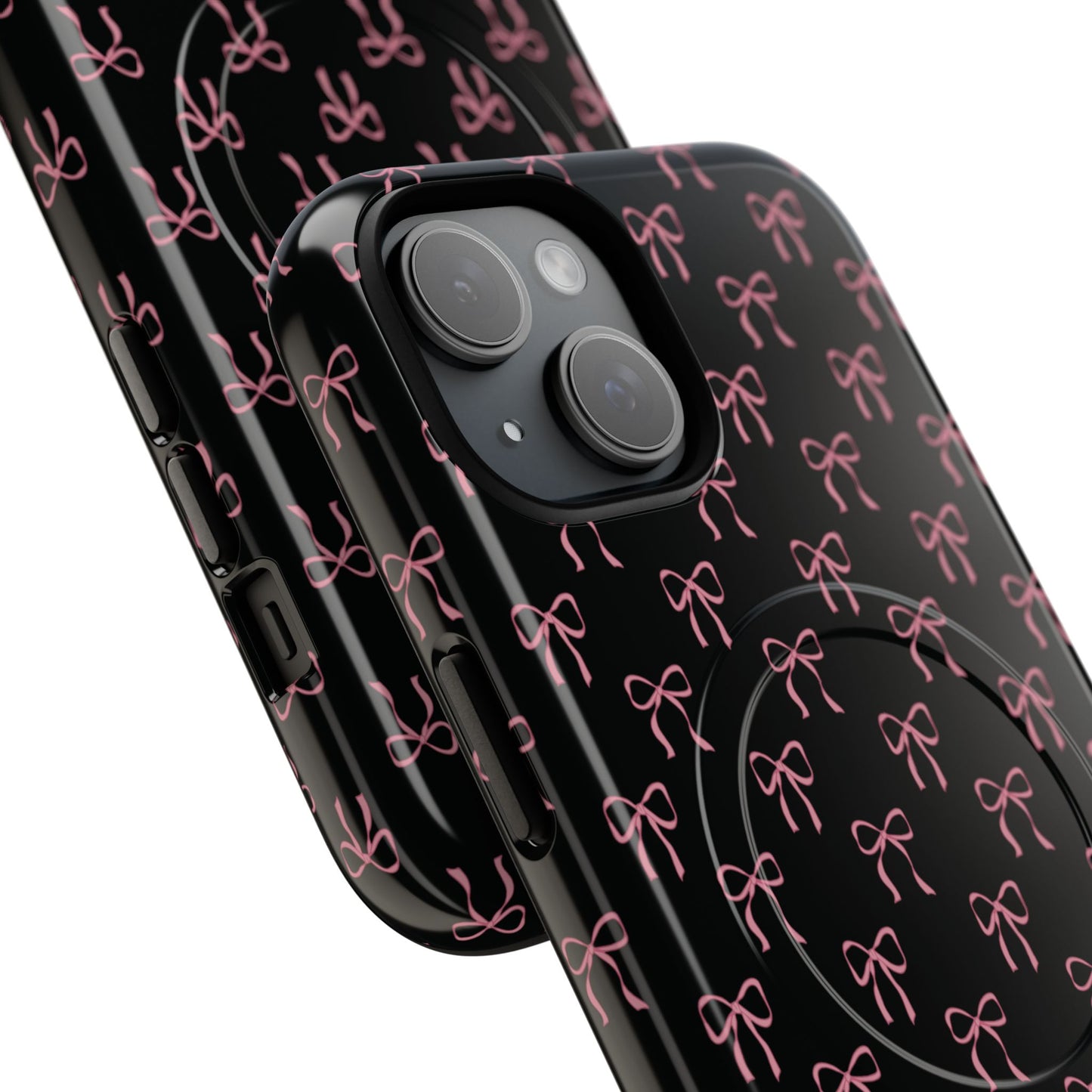 Coquette Chic Bow-Patterned Tough Magnetic iPhone Case, Stylish Gift for Her, Protective iPhone Cover, Trendy Accessory, iPhone Birthday Gift, Fashionable Tech