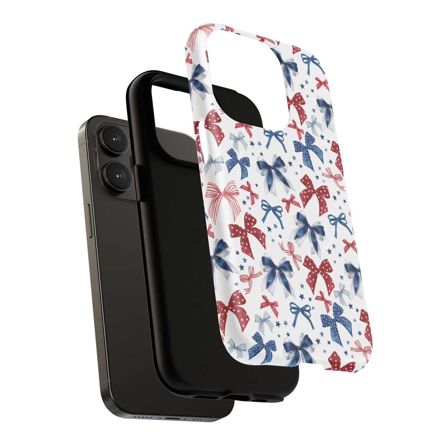 Patriotic Coquette Tough iPhone Magnetic Case, Stylish Gift for Her, Summer Celebrations, Cute Bow Design